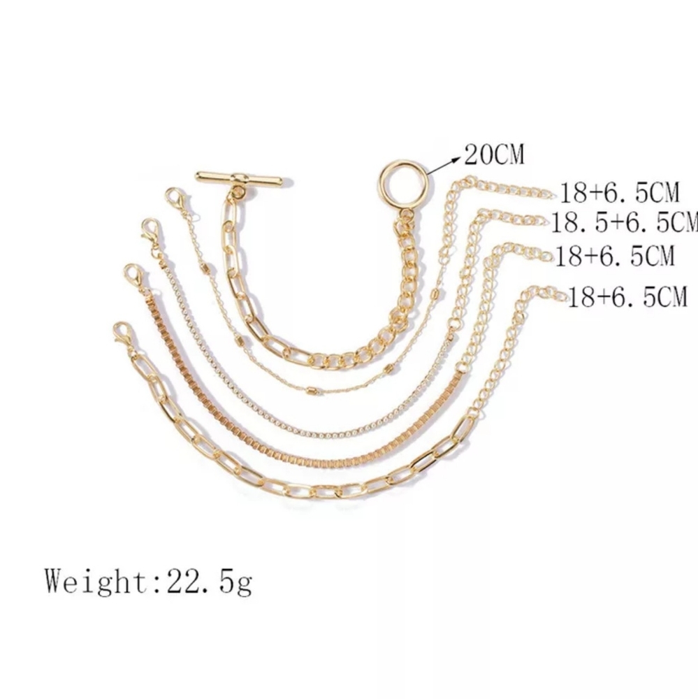 5 Pcs/Set Classic Women Round Geometry Bead Chain - Picture 6 of 6